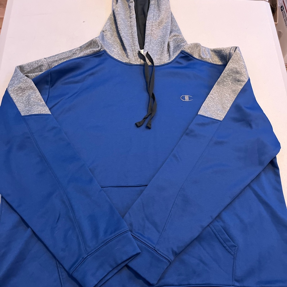 Champion Blue and Gray Hoodie XL